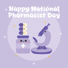 National pharmacist day vector design for celebration. Suitable for flat design graphic illustration for social media ads, flyer design, flat illustration, banner, template, poster, etc