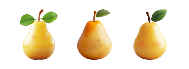 Fresh Pears on Transparent Background