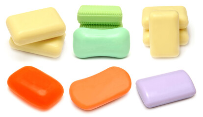 Collection of soap isolated on white background