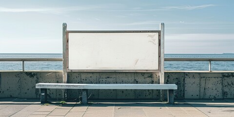 A lonely bench sits by the sea, offering a serene view of the ocean. It's a peaceful spot to rest and soak in the tranquility.