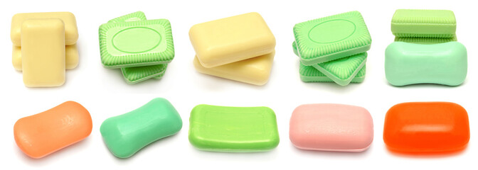 Collection of soap isolated on white background
