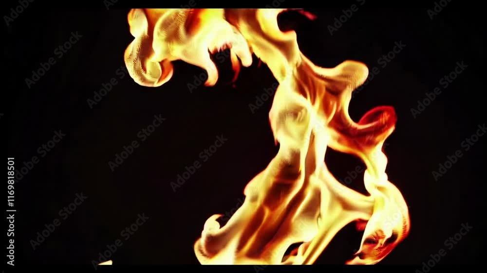 Poster Flames with swirling patterns and intense colors on a dark background. Energy and movement concept