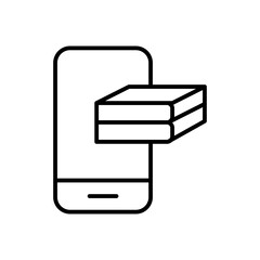 icon online library,Smartphone screen showing packages is perfect for illustrating online shopping or delivery service concepts. Ideal for websites or presentations.