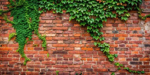 Old red brick wall with ivy and moss growing on it, weathered to a soft pink hue , nature, ivy,  nature, ivy