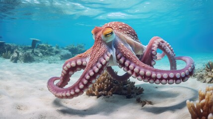 Octopus in a Coral Reef