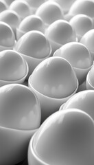 Close-up of a pattern of white spheres, creating a modern and minimalist abstract design.