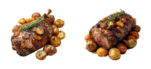 Delicious Roast Meat with Vegetables on Display