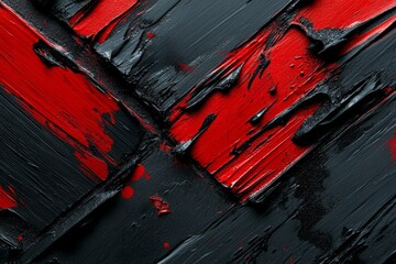 Abstract red and black paint strokes, creating a dramatic and textured background.