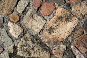 Brown stones and mortar abstract textured background