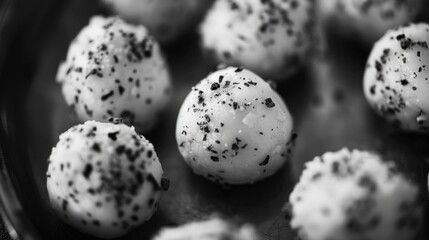 Obraz premium A delicious dessert or snack option, poppy seed balls are bite-sized treats rolled in a sweet coating of honey and covered with crushed seeds.