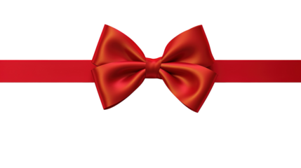 red ribbon and bow isolated transparent background