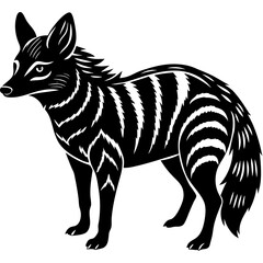 Minimal Aardwolf Silhouette on White