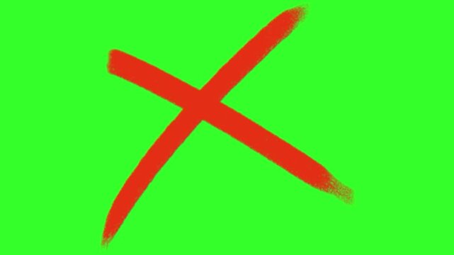 red cross mark, Prohibition. Error. Green screen footage
