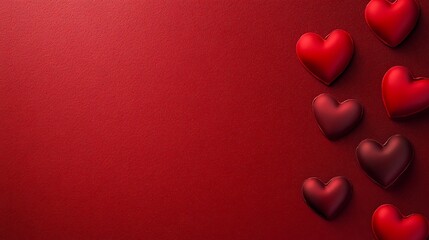 Red hearts on a deep red background creating a lovely valentines design