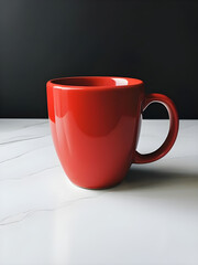 red cup on white wooden table
