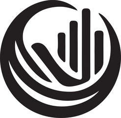 Fototapeta premium Modern abstract big urban high rise building anagram symbol logo icon design as a silhouette depiction of a growing big company mascot emblem