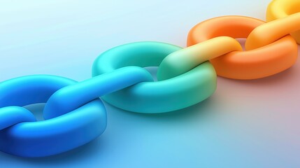 Colorful Linked Chain on Gradient Background