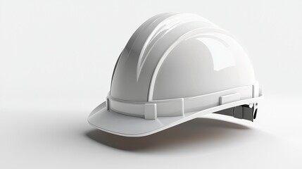 Fototapeta premium Industrial hard hat in white, unique dynamic angle, highlighting texture and shape, isolated on white background
