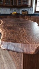 Live edge walnut wood countertop. Rich grain and natural beauty. Perfect for modern kitchens or bars.