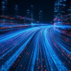 Abstract Light Trails in Urban Landscape at Night with Motion Blur