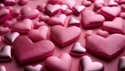 Obraz premium numerous pink hearts are scattered across the surface creating a festive and loving ambiance perfect for st valentine day