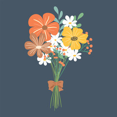 Obraz premium beautiful flowers bouquet with ribbon with retro colors for decoration