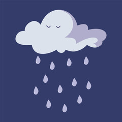 cute cloud with raindrops or rainy cloud for decoration