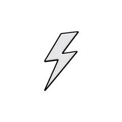  photograph of a 3D lightning bolt doodle icon against a white studio background. 