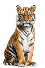 Fototapeta premium Young tiger with stripes looking directly at camera.