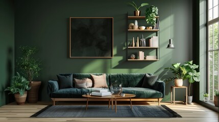 Modern living room interior design with contemporary Paintings, AI generated images