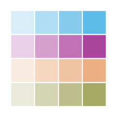 Color palette blocks. Gradient tone squares. Multicolor palette design. Bright vector illustration.