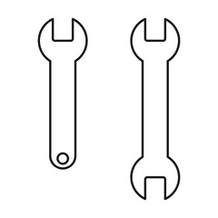 Wrench tool icon. Black outline vector. Simple repair symbol. Industrial equipment shape.