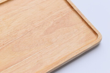 brown wooden tray isolated on white background
