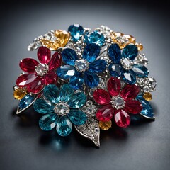 Fototapeta premium A brooch shaped like a cluster of crystal flowers.