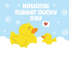 National rubber ducky day vector design for national rubber ducky day celebration. Suitable for flat design graphic illustration for social media ads, flyer design, flat illustration, banner, template
