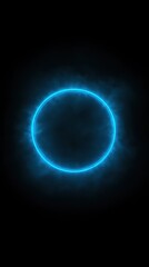 Abstract Blue Light Ring on Dark Background with Radiant Halo Effect, Futuristic and Tech-Inspired, Looping Animation for Digital Design and Concept Art, Ethereal and Mystical Vibes