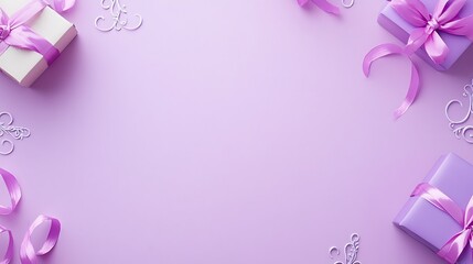 Lavender Background Featuring Presents and Ribbons