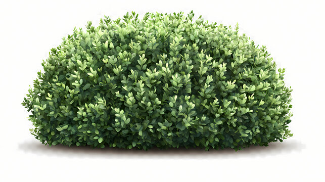 The buxus sempervirens, or evergreen round bush or shrub, isolated on a transparent background. Evergreen. Illustration