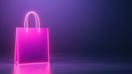 Futuristic Neon Gift Shopping Bag with Tech Circuit Design on Reflective Surface