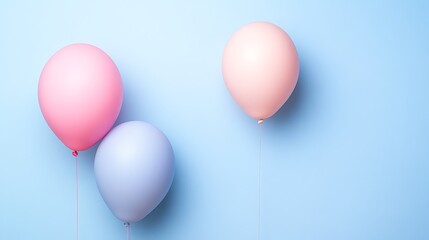 Pastel Balloons Float Against Light Blue Background