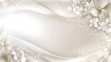 Fototapeta premium Elegant White Flowers and Soft Draped Fabric Background