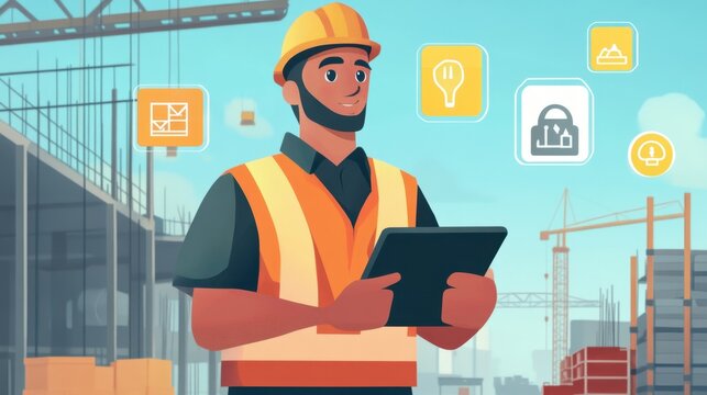 Construction Worker Checking Safety Protocols