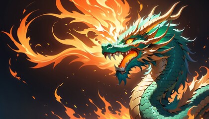 Fierce Chinese Dragon Illustration, Perfect for Game Art or Fantasy Design