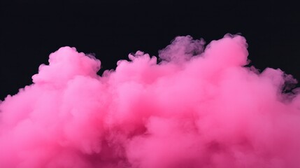 Fototapeta premium Vibrant Magenta and Pink Fluffy Pastel Ink Smoke Illustration on Black Background for Abstract Art and Design Concepts