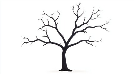 Fototapeta premium Leafless Old Spooky Tree Isolated on White Background Perfect for Halloween Designs and Nature Concepts in Minimalistic Styles