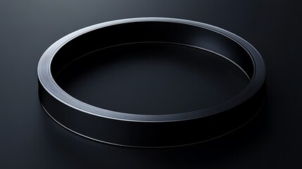 Abstract Black Ring on Dark Background: Minimalist 3D Render