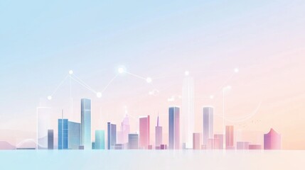 Connecting Smart City and Abstract Elements with Gradient Lines and Intricate Wave Lines in the Concept of Big Data Connection Technology