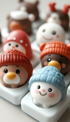 Obraz premium Cute little figurines with winter hats, perfect for a whimsical and cozy decor.