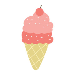 Ice cream cone with cherry