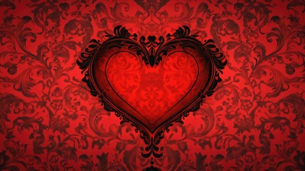 A single beautiful heart shape with elaborated pattern decoration for Valentine&rsquo;s Day greeting card design.